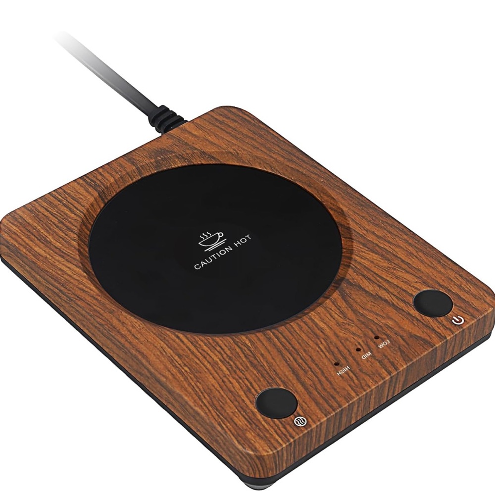 Wood grain electric Coffee Mug Warmer for Desk,  with 3-Temp Settings